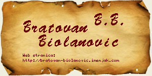 Bratovan Biolanović vizit kartica